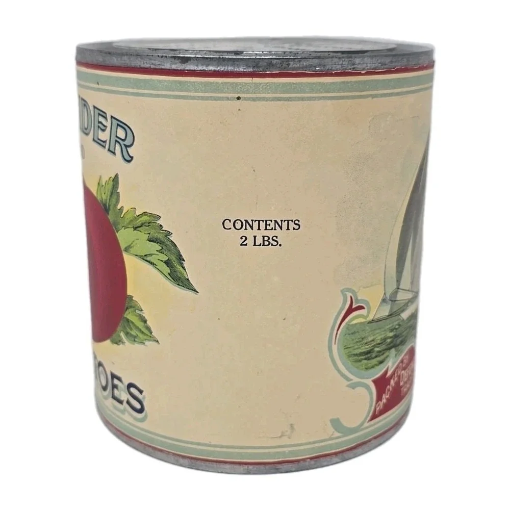 Defender Brand Tomato Can Defender Packing Co. Trappe, Talbot CO. MD. Vtg U285-6